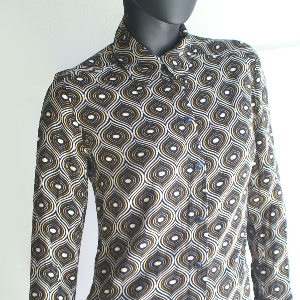 Zara Multicolored Long Sleeve Printed Fitted Shirt US Size S